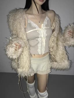 Low Waist Fluffy Plush Shorts with Drawstring And Belt Versatile Sweet Style A-Line Skirt Pants for Young Women Casual Wear