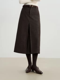ZIQIAO 2025 Autumn Winter Women Retro Brown PU Leather Box Pleated Skirt - High Waist Midi Length A-Line Skirt for Casual