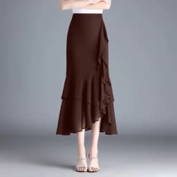 ZUZK Fashion Irregular Fishtail Chiffon Skirts Elegant High Waist Summer Luxury Party Skirt Female Ruffles Long Skirts