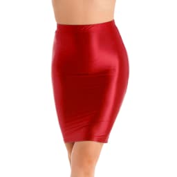Womens Glossy Sexy Mini Skirt High Waist Pencil Bodycon Skirts Stretchy Shiny Short Dress for Club Pole Dance Party Show Costume