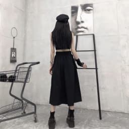 New 2026 Spring Autumn Women Skirt Fashion Korean Style Black Long Skirts with Chain Side Slit Hip Hop Streetwear