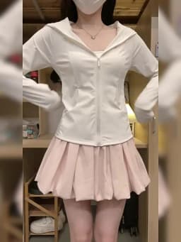 Women's Mini Skirt High Waist A-Line Slimming Summer Skirt with Built-in Shorts for Petite, Pleated Puff Hem Pink