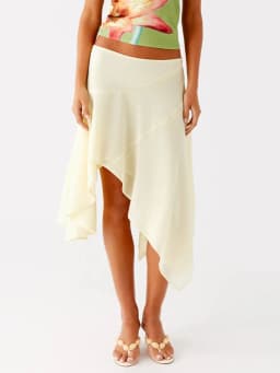 High Waist Asymmetrical Hem Midi Skirt Ruffle Flowy Irregular Hem A Line Skirts 2026 Summer Elegant Casual Vacation Chic Outwear