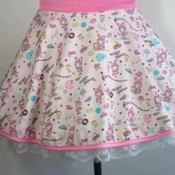 Japanese Mini Skirt Women Sweet Kawaii Cartoon Anime Print Lolita Skirt Cute A-line Lace Patchwork Skirts Y2k Harajuku Clothes