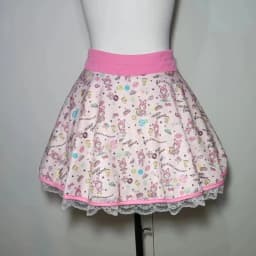 Japanese Mini Skirt Women Sweet Kawaii Cartoon Anime Print Lolita Skirt Cute A-line Lace Patchwork Skirts Y2k Harajuku Clothes