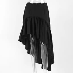 TARUXY Commuting Black Ruffled Skirt For Women Asymmetric High Waist A-line Skirt Fashion Splice Female Casual Skirt Streetwear
