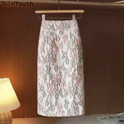 Floral Skirts for Women Korean Jupe 2025 Faldas Mujer De Moda High Waist A-line Fashion Saia Split Bodycon Temperament Skirt
