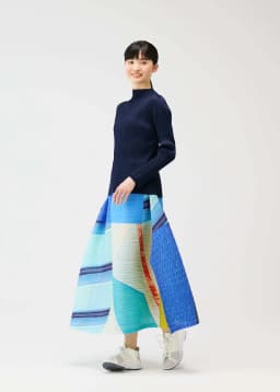 Miyake Pleated Spring And Summer New Product Printed Horizontal Skirt