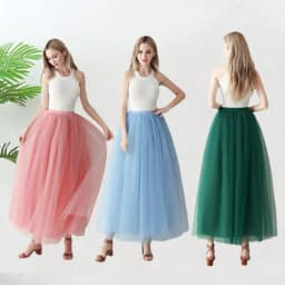 Women High Waist Long Solid Color Tulle Tutu Skirt, 4 Layers Mesh + 1 Layer Lining, Suitable for Cosplay, Stage Performance