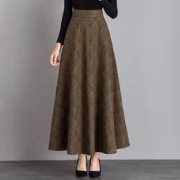 New Women Thick Woolen Skirt Autumn Winter Fashion Elastic High Waist A-Line Long Plaid Skirt Elegant Easy Match Wool Skirt
