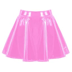 Women's A Line Skirt Glossy Patent Leather Flared Miniskirt Dance Performance Skirt Clubwear Cosplay Retro Style