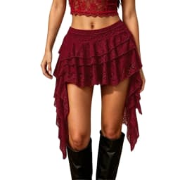 Lace Irregular Hem Tassels Women Mini Skirt Summer Retro Gothic Kpop High Waist Flowy Crotch Skirts For Hip Hop Party Clubwear