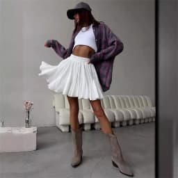 Summer White Ruffle Mini Skirt High Waist Korean Sexy Cute Ruffle Vintage Tennis Skirt Elastic Waist Tutu Short Skirts for Women