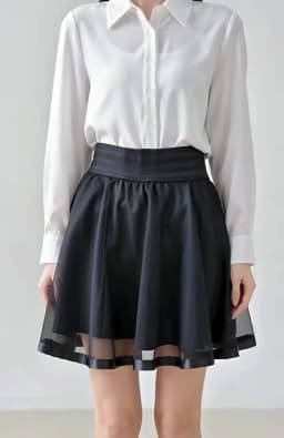 Summer New Elastic High Waist Skirt Women All-match A Line Shaggy Short Skirt Black Mesh Lace Pleated Pure Color Young Fashion
