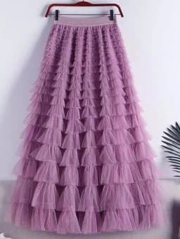 LANMREM Fashion Mesh Skirt Women High Waist A-line Gauze Spliced Solid Color Loose Skirts Versatile 2025 Spring New 2AA4000