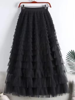 LANMREM Fashion Mesh Skirt Women High Waist A-line Gauze Spliced Solid Color Loose Skirts Versatile 2025 Spring New 2AA4000