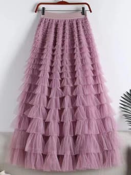 LANMREM Fashion Mesh Skirt Women High Waist A-line Gauze Spliced Solid Color Loose Skirts Versatile 2025 Spring New 2AA4000