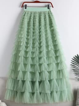 LANMREM Fashion Mesh Skirt Women High Waist A-line Gauze Spliced Solid Color Loose Skirts Versatile 2025 Spring New 2AA4000