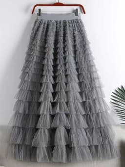 LANMREM Fashion Mesh Skirt Women High Waist A-line Gauze Spliced Solid Color Loose Skirts Versatile 2025 Spring New 2AA4000