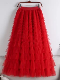 LANMREM Fashion Mesh Skirt Women High Waist A-line Gauze Spliced Solid Color Loose Skirts Versatile 2025 Spring New 2AA4000