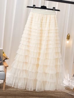 LANMREM Fashion Mesh Skirt Women High Waist A-line Gauze Spliced Solid Color Loose Skirts Versatile 2025 Spring New 2AA4000