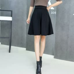 55cm Long Skirt Women's High Waist Knee Sun Half Skirt Fashion Versatile Black Casual Clothing Fluffy Pleated Skirts No Shorts