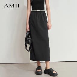 AMII Office Lady Summer Skirt for Women New 2025 Solid Sunscreen Straight Thin Mid Length Skirts Female Fashion Casual 12542033