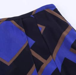 Spring Summer Women Colored Geometric Print Asymmetry Skirt Zipper Waist A-lined Swing Midi Long Chiffon Skirts