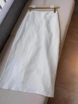 Summer Cotton Skirt White Pure Color Elegant Long Skirt Women Slit High Waist Maxi Straight Skirt Office Lady Ankle Length Skirt