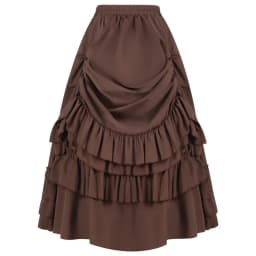 Cosplay Vintage Steampunk Dress Victorian Medieval Ruffled Satin & Lace Trim Gothic Skirts Women Corset Skirt Pirate Costumes