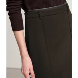 AMII Minimalist Skirts For Women 2026 Winter Straight Solid Knit Midi Skirt Patchwork Leather Casual Woman Clothing 12524092