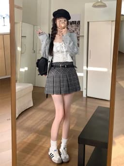Korean style Winter Woolen Kawaii Mini Skirts Women Fashion Y2K Streetwear Tartan Pleated Plaid Skirt High Waist A-Line Skirt