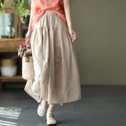 Johnature Women Vintage Cotton Linen Skirts Elastic Waist Solid Color Loose Casual Cloths 2025 Summer New Patchwork Skirts