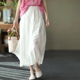 Johnature Women Vintage Cotton Linen Skirts Elastic Waist Solid Color Loose Casual Cloths 2025 Summer New Patchwork Skirts