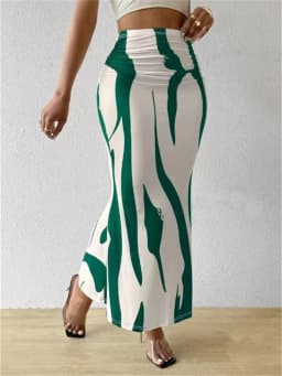 Women's Summer Bodycon Long Skirt Casual High Waist Zebra Print Slim Fit Skirt Elegant Fishtail Skirt