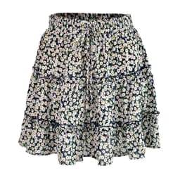 2026 Summer Floral Chiffon Skirts Women High Waisted Vintage Ruffles Printing Mini Skirt Casual Holiday Beach A-Line Skirts