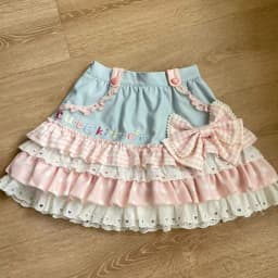 Japanese Sweet Lolita Tiered Mini Skirt Gingham Bow Lace Trim Blue Beige Harajuku Subculture Sweet Kawaii Party Outfit Sweetwear