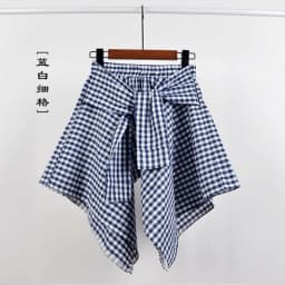 TOTRUST Fashion College Asymmetrical Skirt Women Summer Plaid Skirt Women Casual Students Fake Shirt Mini Skirt Female Saia