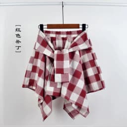 TOTRUST Fashion College Asymmetrical Skirt Women Summer Plaid Skirt Women Casual Students Fake Shirt Mini Skirt Female Saia