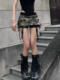 Y2K Retro Summer Camouflage Low Waist Denim Skirt for Women Fashion Street Sexy Gothic Harajuku Slim Street Clothing Short Skirt