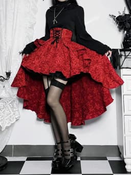 2024 New Retro Gothic High Waist Swallowtail Skirt Women's Steampunk Vintage Lace Up Asymmetrical High Low Skirts Outfits Party