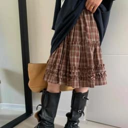 Retro Plaid Half Skirt Women's Summer Elastic Waist Slimming Grommet Hem Small Size Word Skirts Commute Style Regular Fit