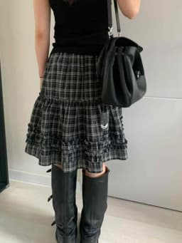 Retro Plaid Half Skirt Women's Summer Elastic Waist Slimming Grommet Hem Small Size Word Skirts Commute Style Regular Fit
