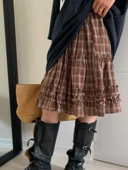 Retro Plaid Half Skirt Women's Summer Elastic Waist Slimming Grommet Hem Small Size Word Skirts Commute Style Regular Fit