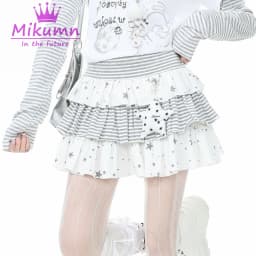 Mikumn Japanese Style Lolita Mini Skirts Women Gothic Stars Striped Patchwork Cake Skirt Y2k Punk Girls Kawaii Skirts Streetwear