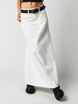 Casual Straight Denim Half Length Skirt High Waist A-Line Long Skirt for Young Women 18-24 Years Old Spring Season China Made