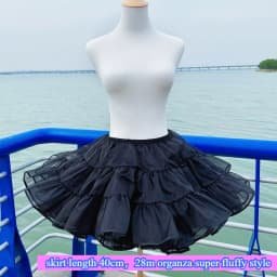 Flight Heaven Lolita Petticoat Black Ultra Violent Boneless Mesh Crinoline Short Fluffy Skirt for Sweet Classic Style 35cm 45cm