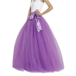 Women Wedding Long Maxi Puffy Tulle Skirt Floor Length A Line with Bowknot Belt High Waisted for Wedding Party Evening