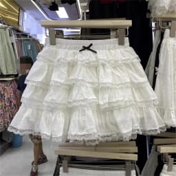 Korean Fashion Clothing Sweet White French Lace Bow Cake Skirt Women Summer New Retro Casual Loose High Waist Slim Short Skirt