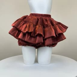Y2K Sweet and Kawaii Shiny Satin Tiered Ruffle Puff Bloomers High Waist Elastic Waist Anti-Exposure All-match Mini Skirt 7Color
